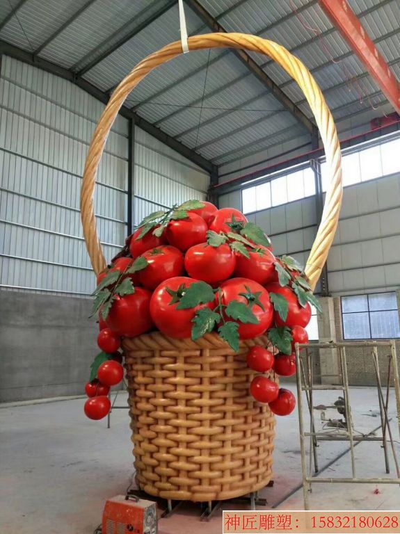 玻璃钢番茄篮子雕塑 西红柿篮雕塑4