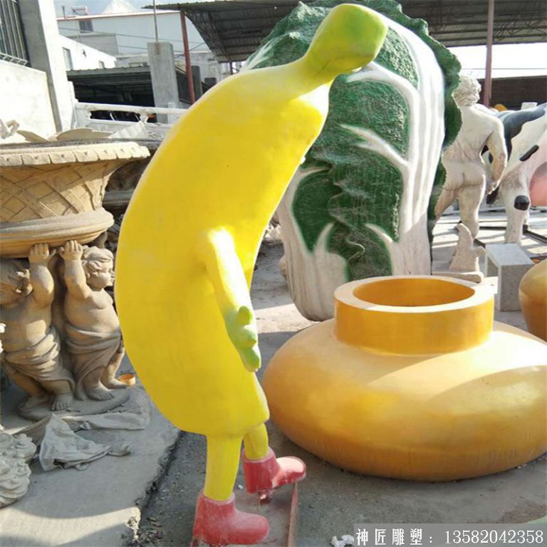 卡通雕塑定制玻璃钢创意卡通香蕉人仿真水果蔬菜雕塑园林景观摆件5