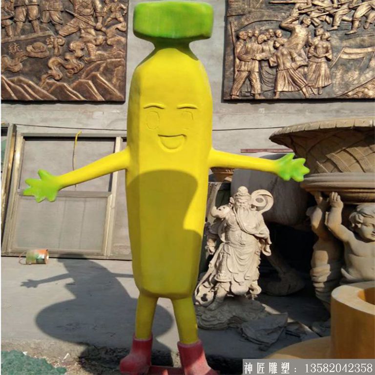 卡通雕塑定制玻璃钢创意卡通香蕉人仿真水果蔬菜雕塑园林景观摆件6